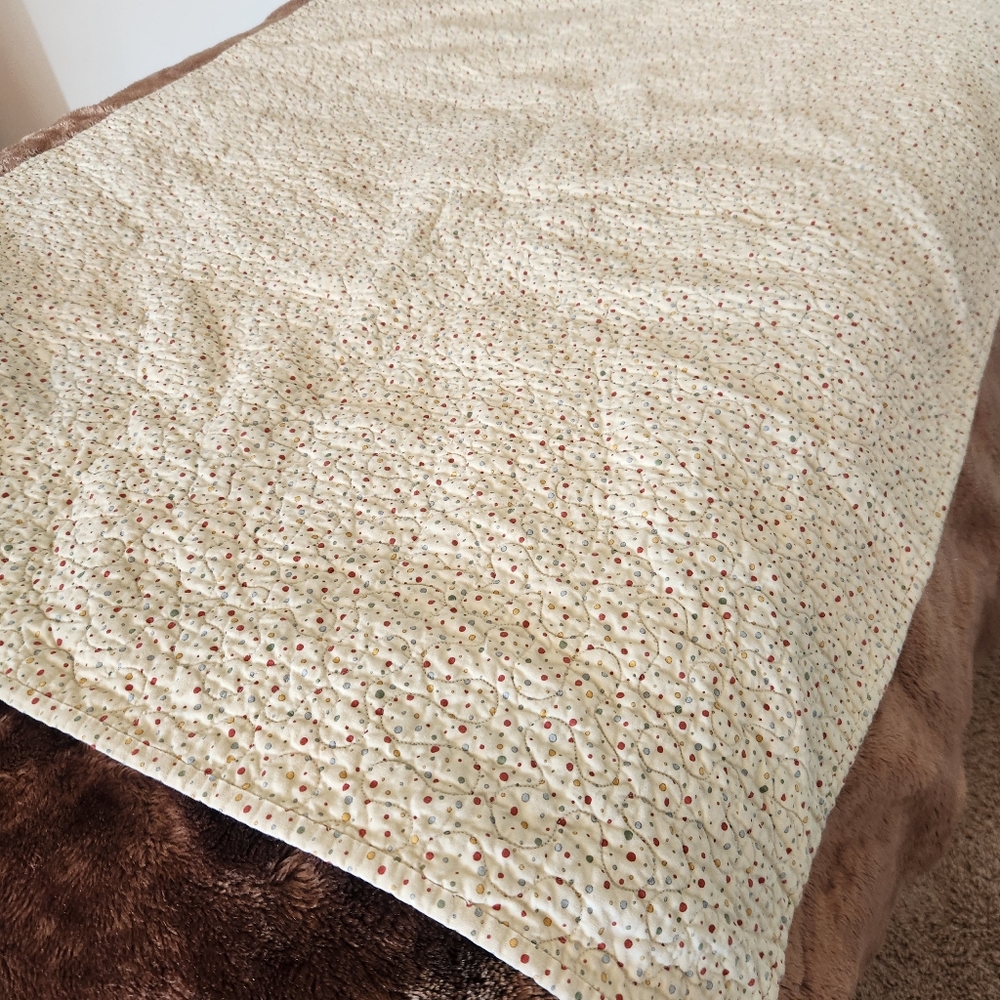 HANDMADE Patchwork Lap Quilt Throw Blue Green Birds Stars Whimsical 43 x 36 - Picture 5 of 5